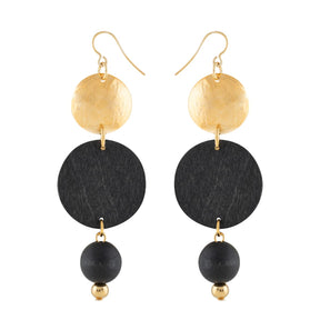 Ilta earrings, black and gold