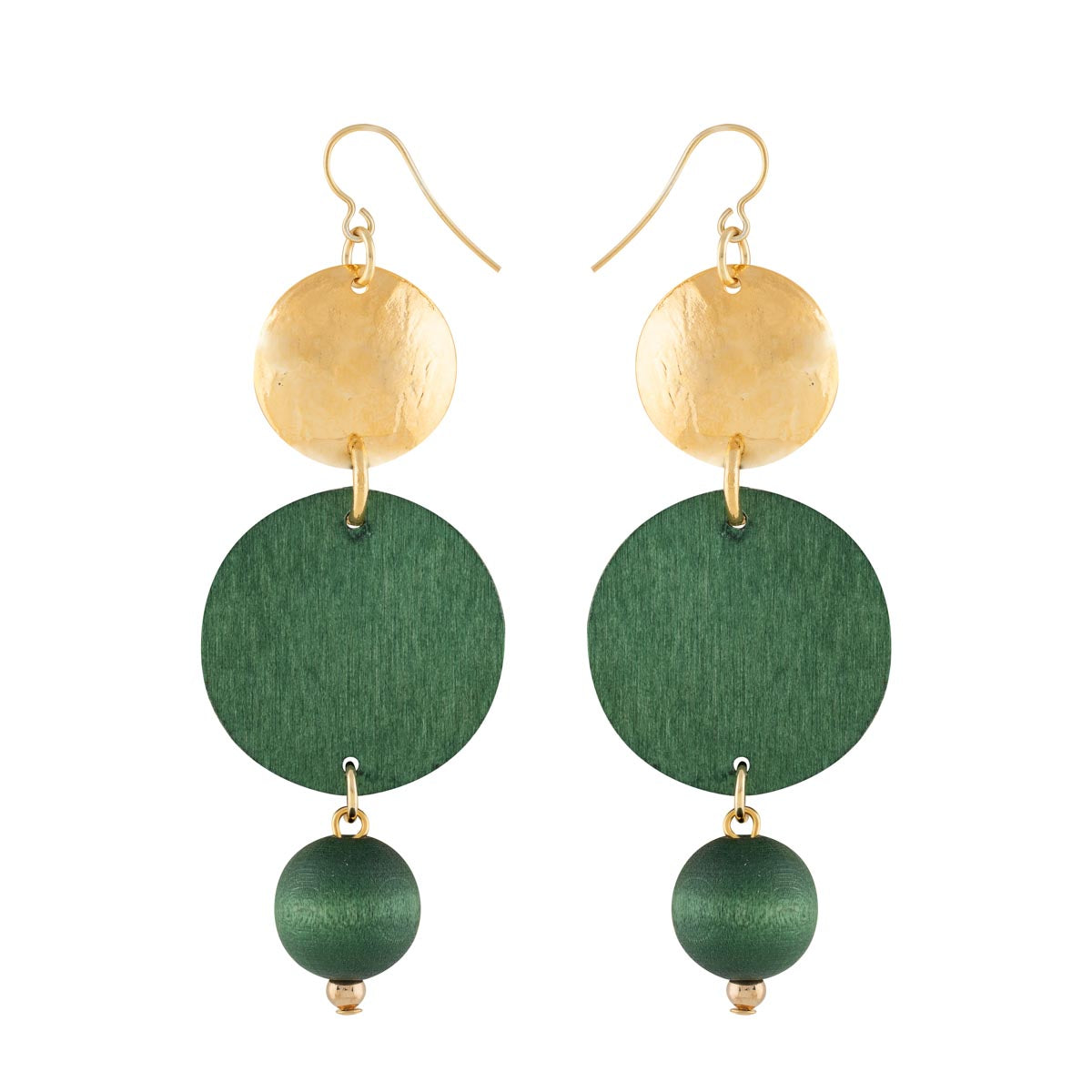 Ilta earrings, green and gold