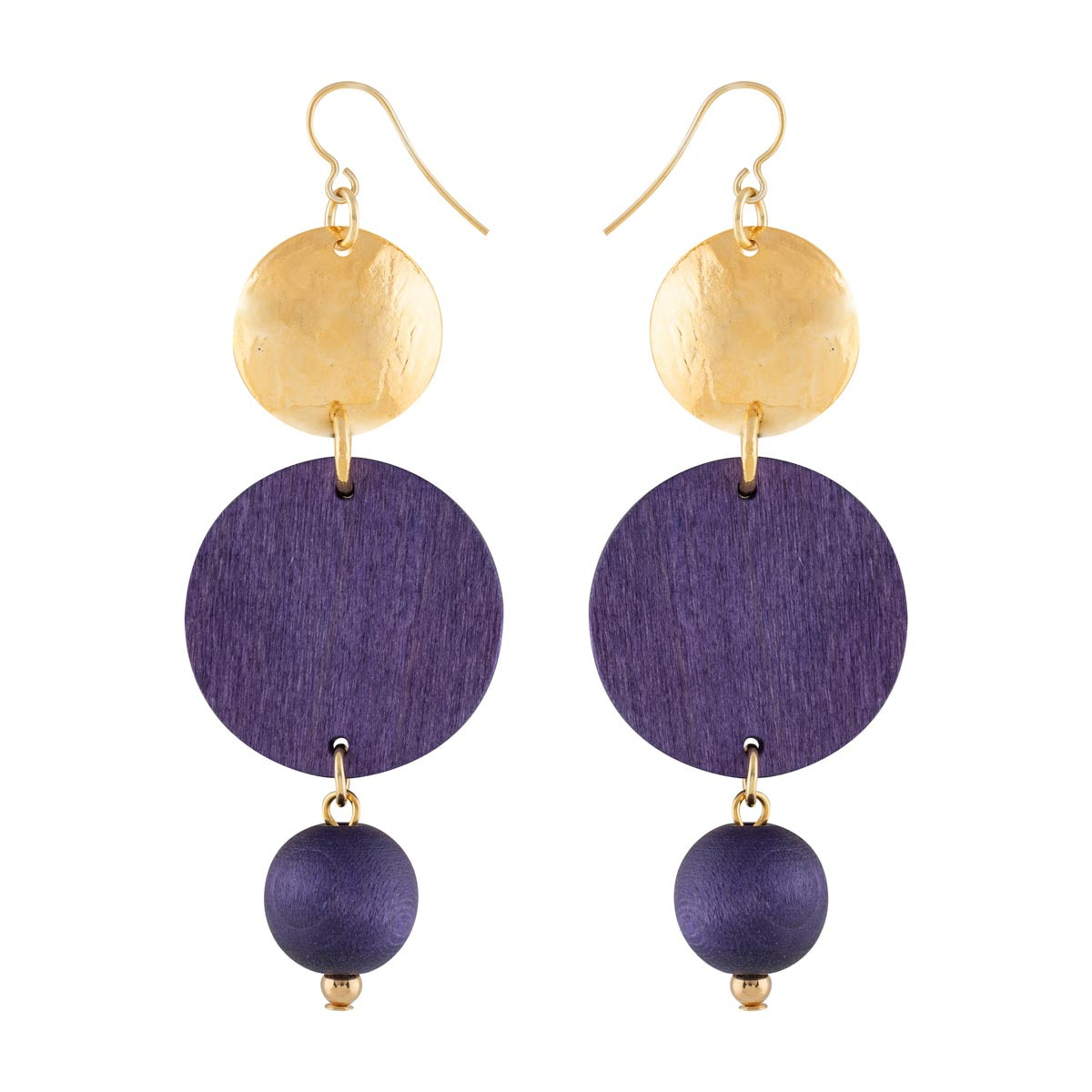 Ilta earrings, purple and gold