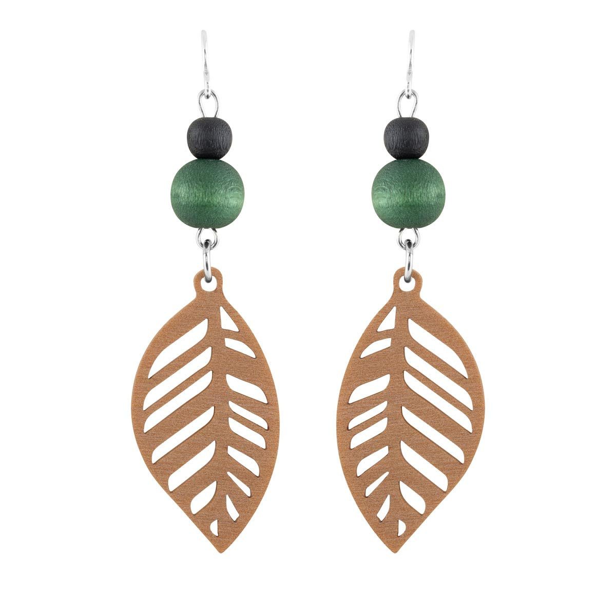 Hopeapihlaja earrings, black and green