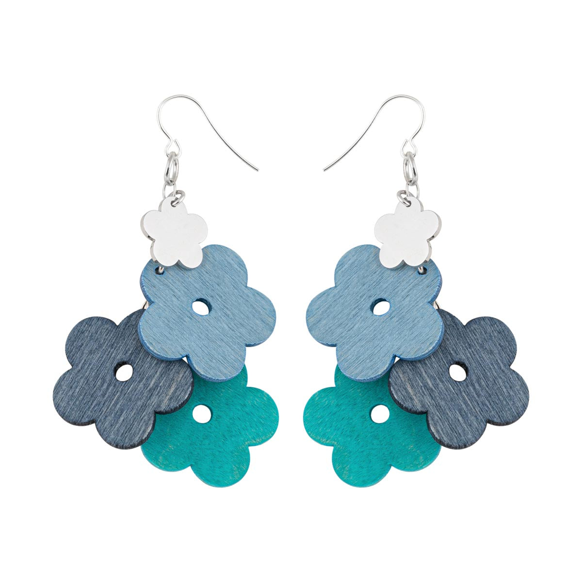 Kukkaniitty earrings, blue and turquoise