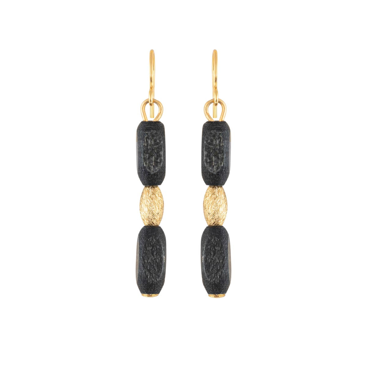 Elvira earrings, black and gold