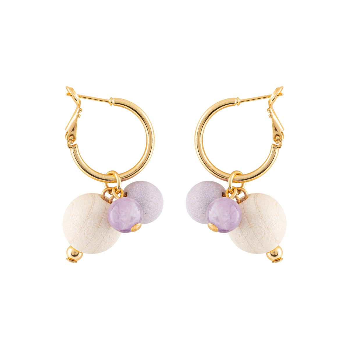 Lydia earrings, purple, white and gold
