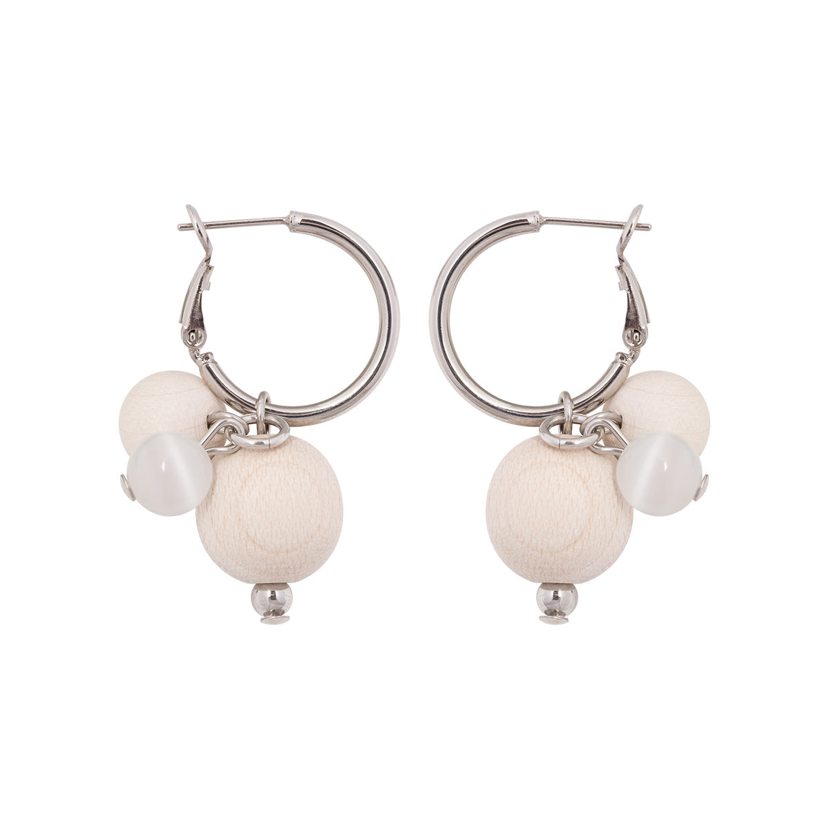 Lydia earrings, ecru and silver
