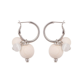 Lydia earrings, ecru and silver