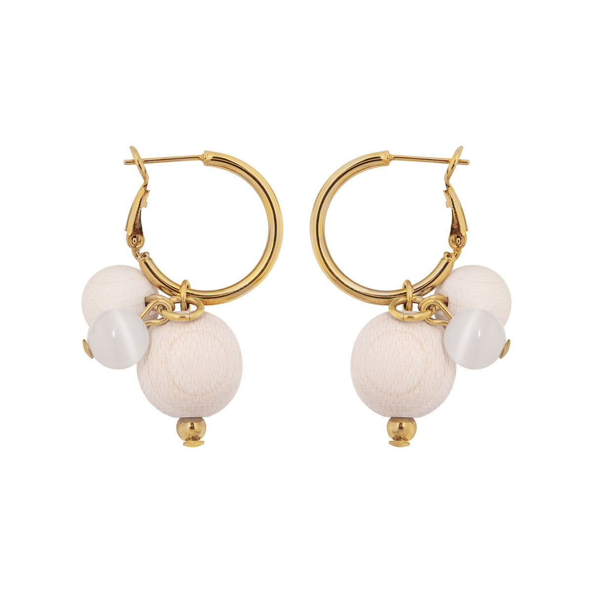 Lydia earrings, ecru and gold