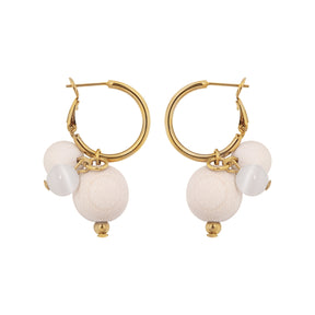 Lydia earrings, ecru and gold