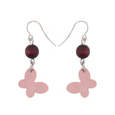 Sinisiipi earrings, shades of red