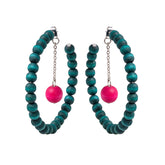 Sohvi earrings, dark turquoise and pink