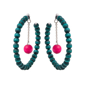 Sohvi earrings, dark turquoise and pink