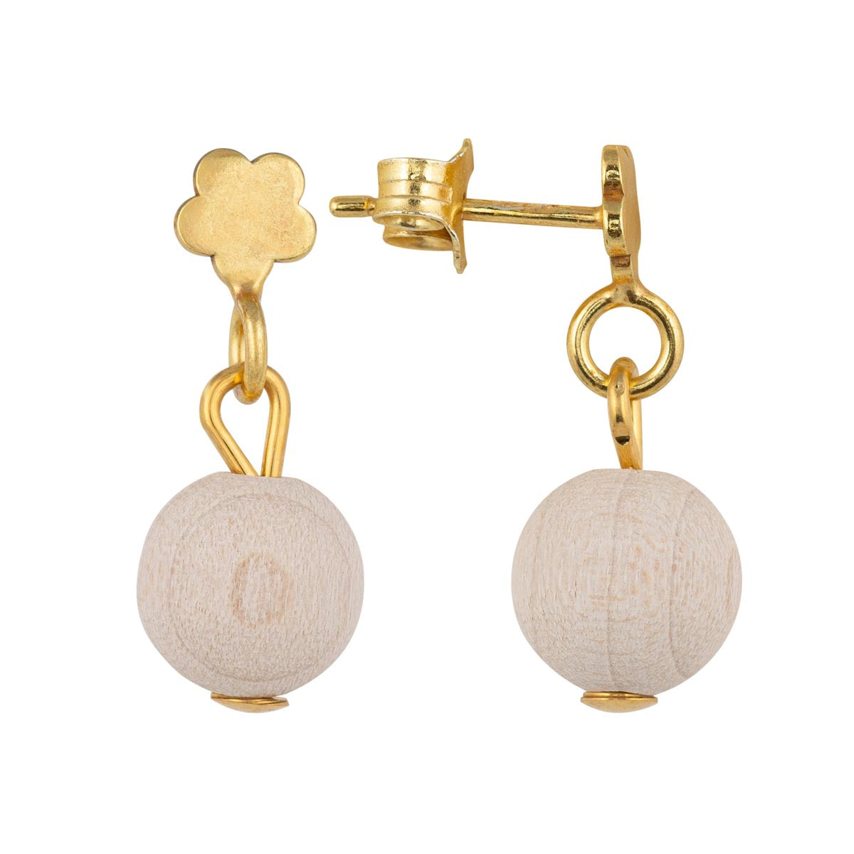 Lemmikki mini earrings, ecru and gold