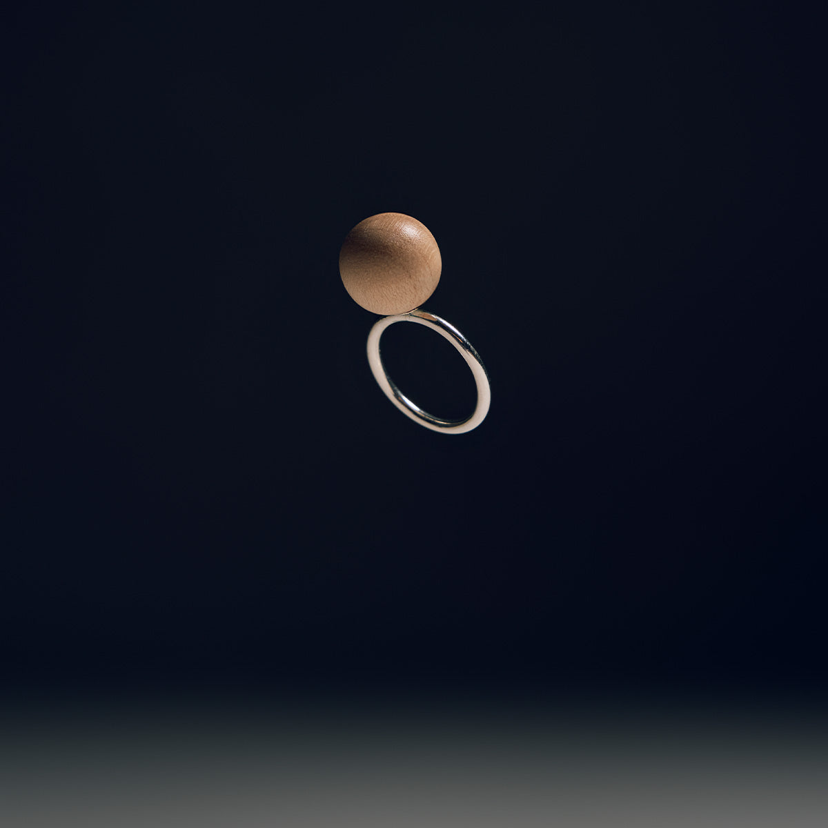 Wood Passion ring, varnished wood and silver