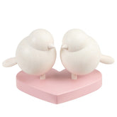 Love birds wooden figurine, 7 cm, pink