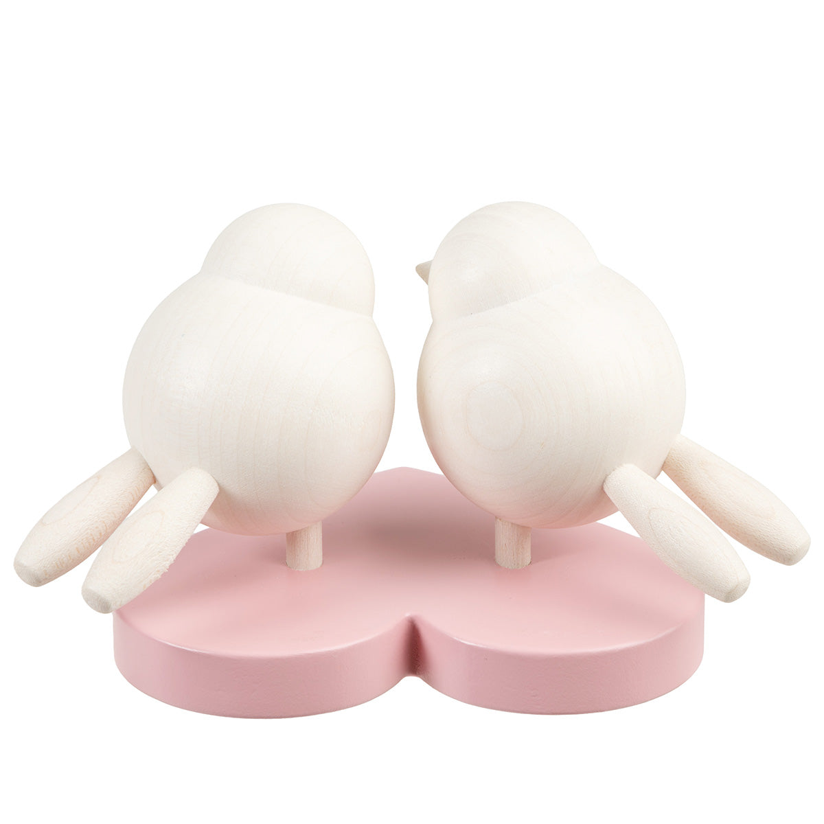 Love birds wooden figurine, 7 cm, pink