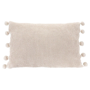 Pom pom cushion cover, beige
