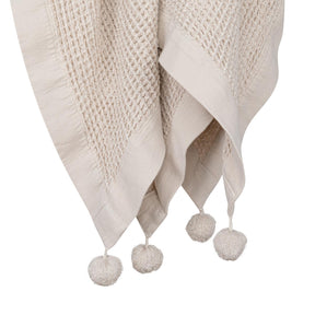 Pom pom blanket, beige