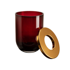 Duo glass vase, red and gold, 16 cm