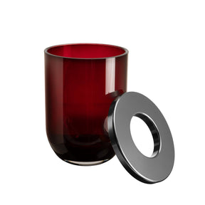 Duo glass vase, red and silver, 16 cm