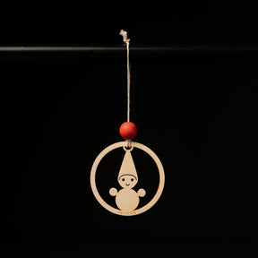 Elf ornament, varnished wood