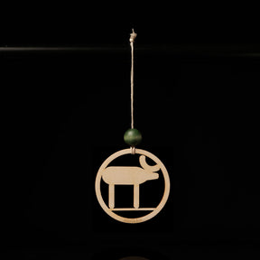 Reindeer ornament, varnished wood