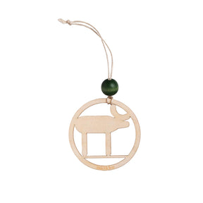 Reindeer ornament, varnished wood