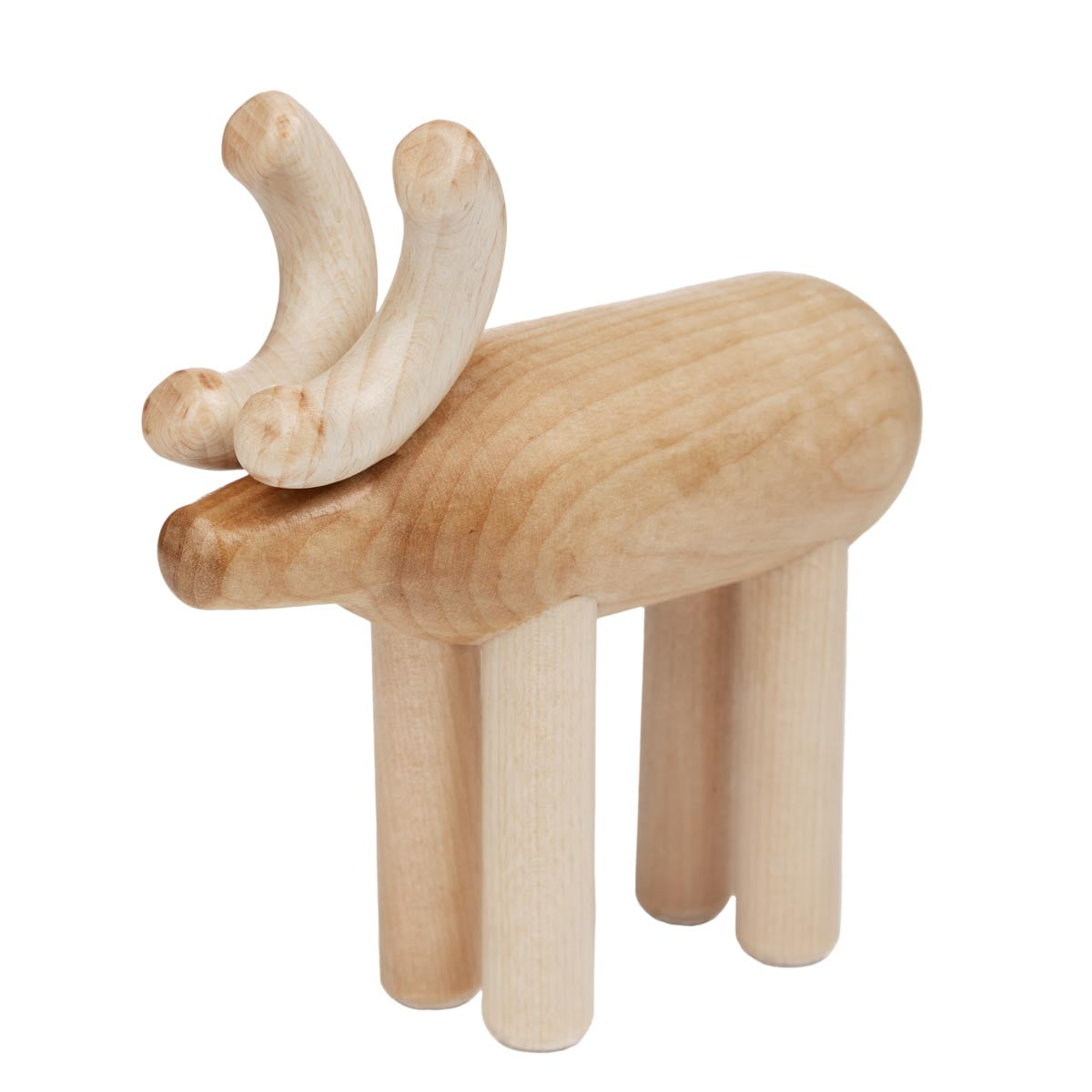Reindeer sculpture, varnished wood