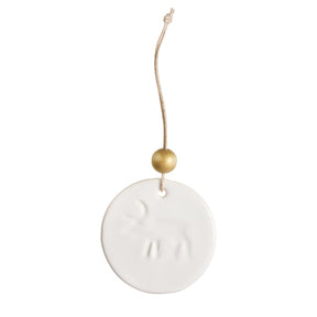 Poro ornament, ceramic, white and gold