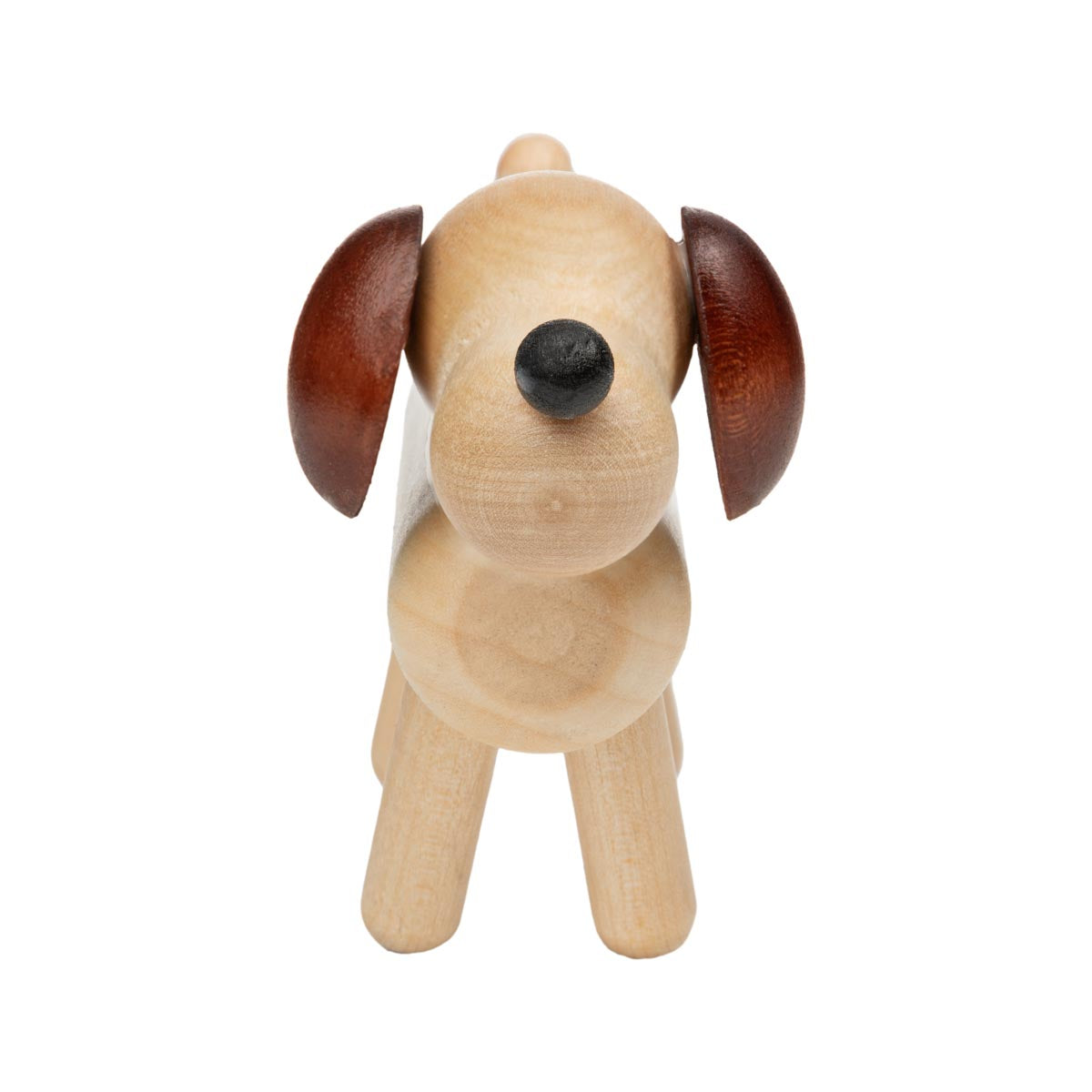 Dog sculpture, varnished wood and brown