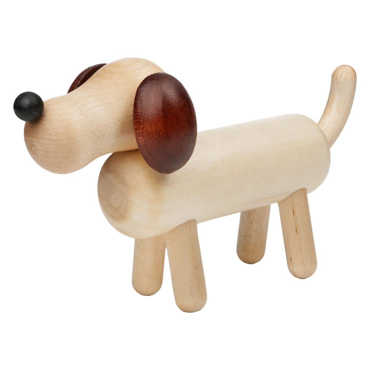 Dog sculpture, varnished wood and brown
