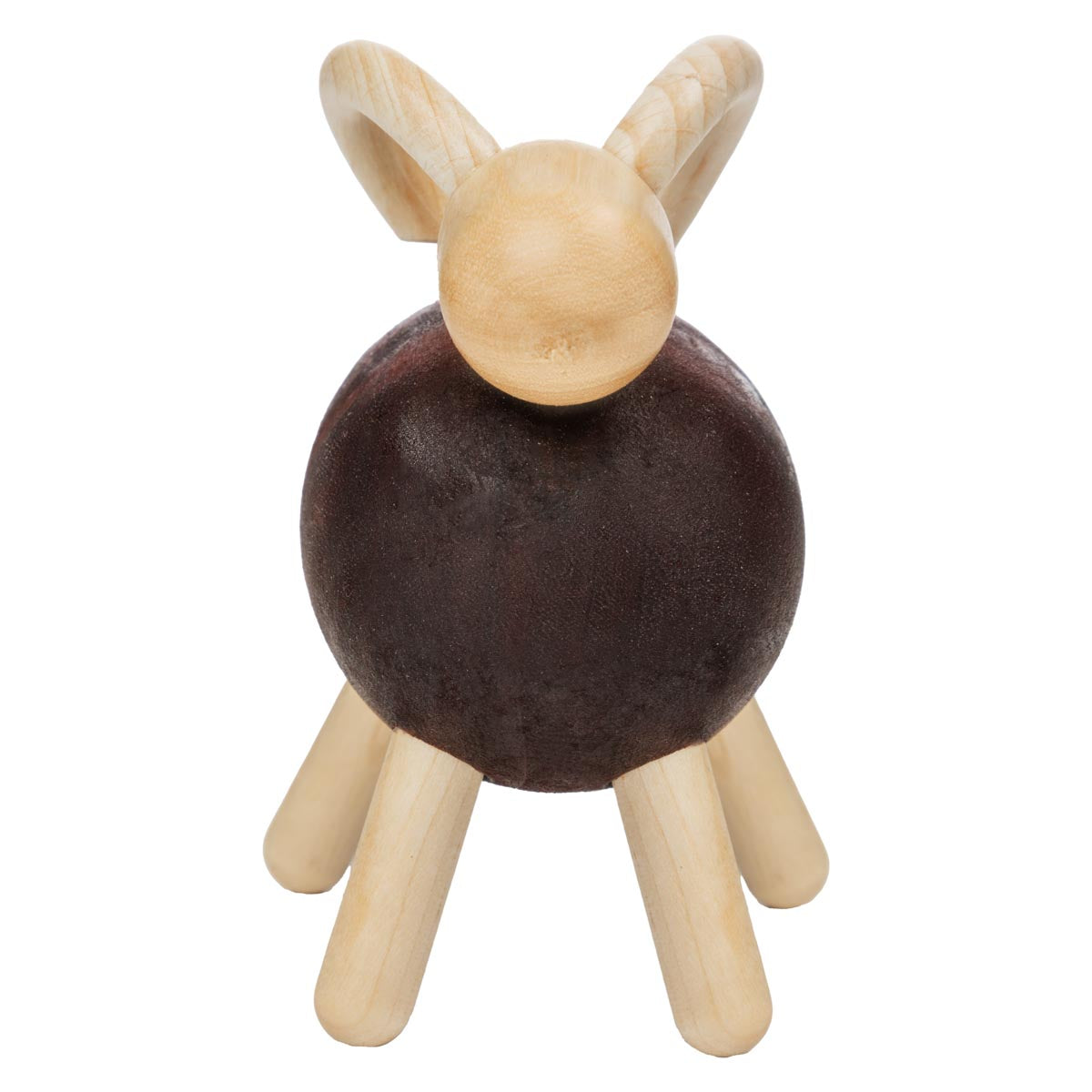 Goat sculpture, varnished wood and brown