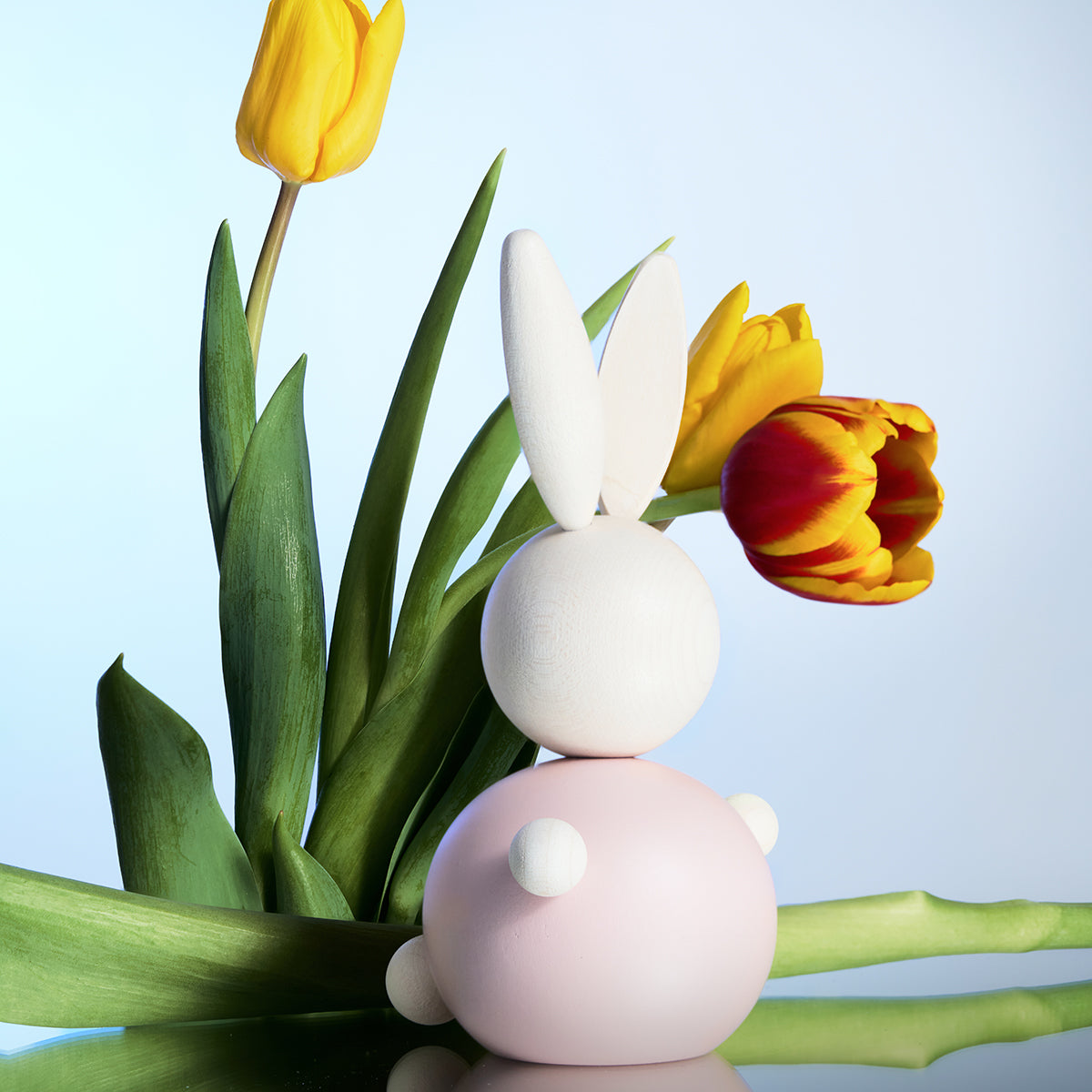 Rabbit wooden figurine 16 cm, pink