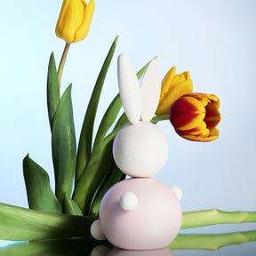 Rabbit wooden figurine 16 cm, pink