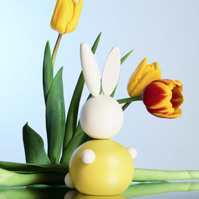 Rabbit wooden figurine 16 cm, yellow