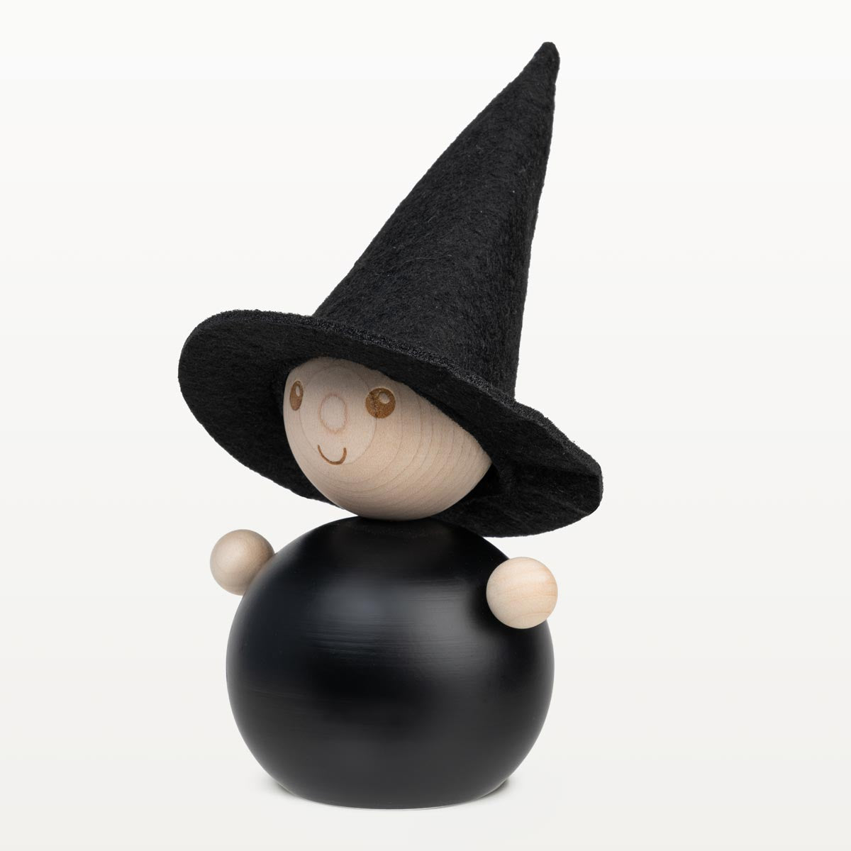 Witch wooden figurine, 16 cm, black
