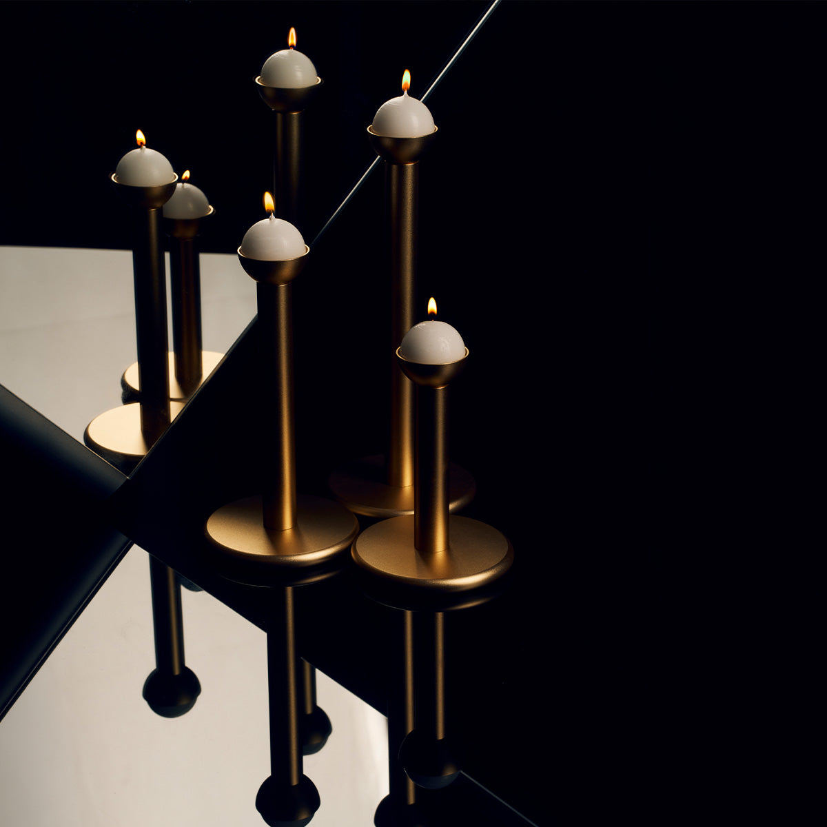 Pipe candleholder, 14 cm, gold