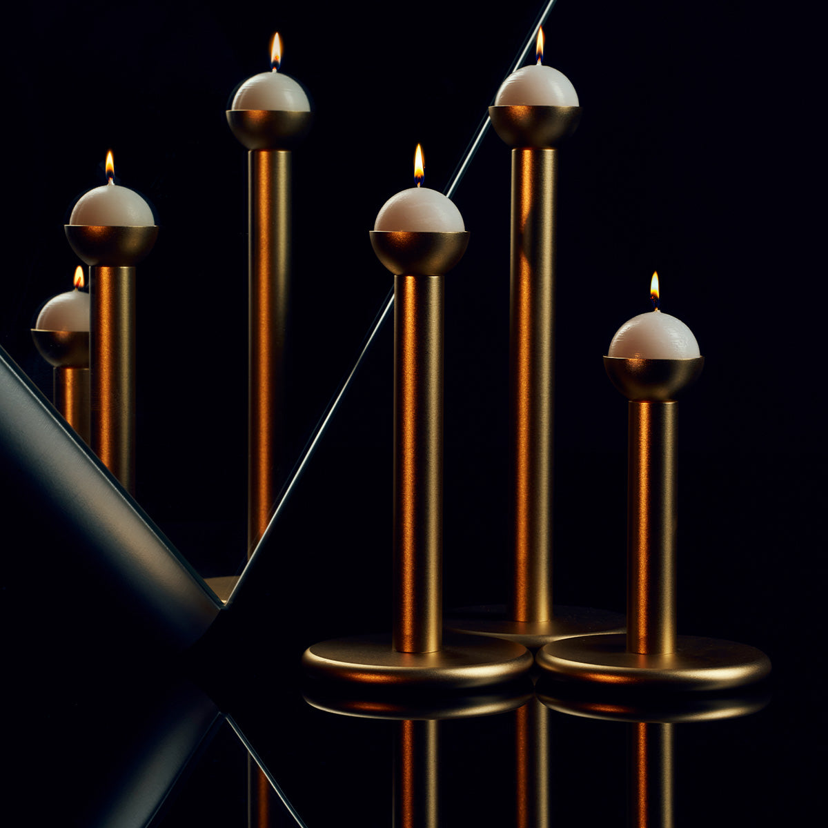 Pipe candleholder, 14 cm, gold