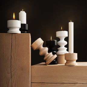 Fursti candleholder, varnished wood