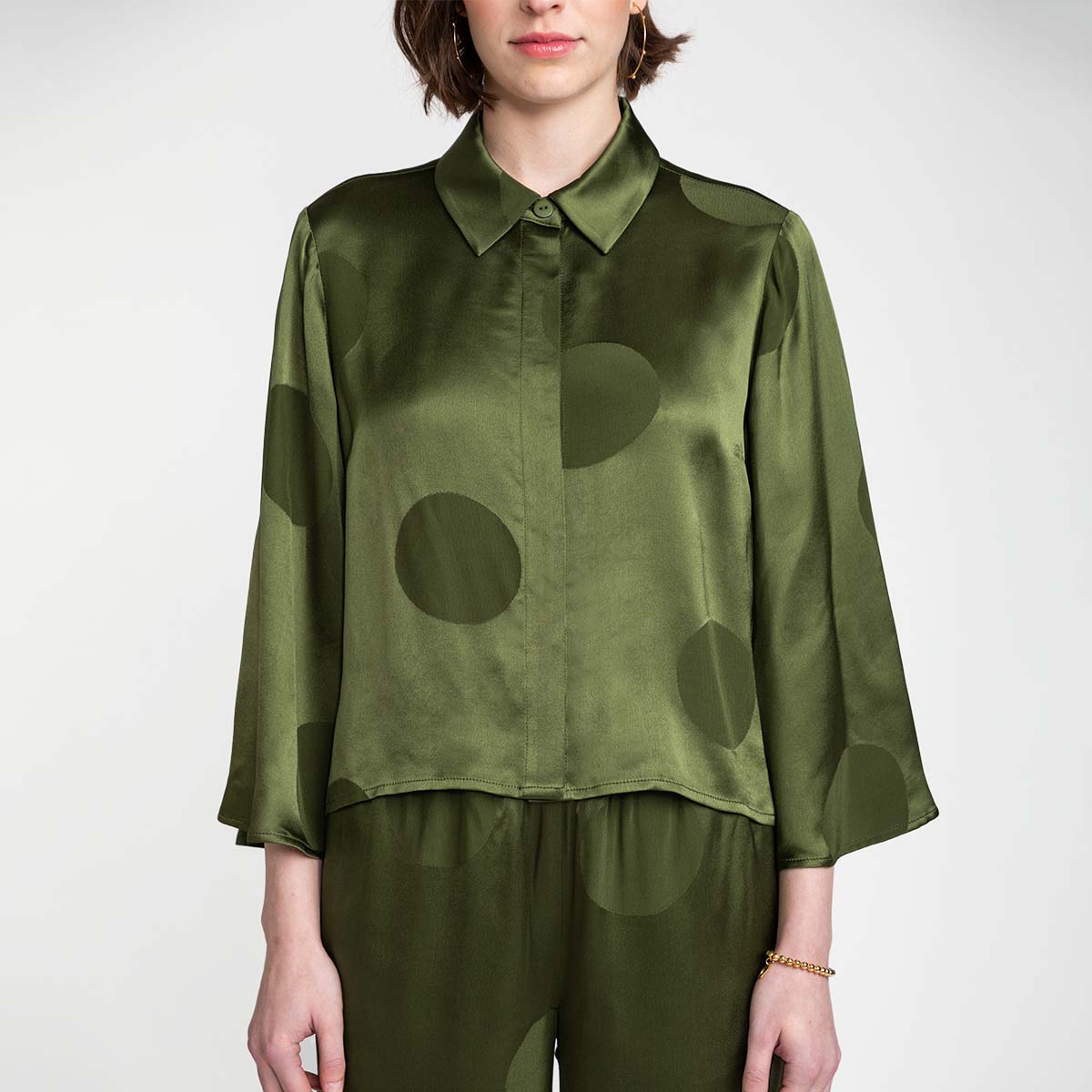 Paola shirt, Perla, olive green
