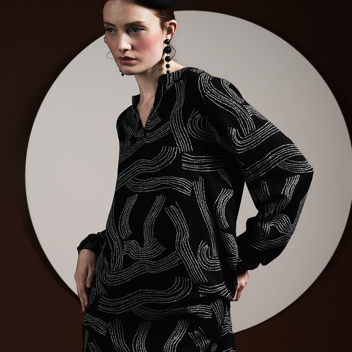 Nadja dress, Kaskadi, black and white