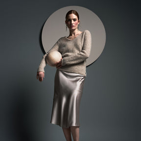 Kelly skirt, satin, champagne