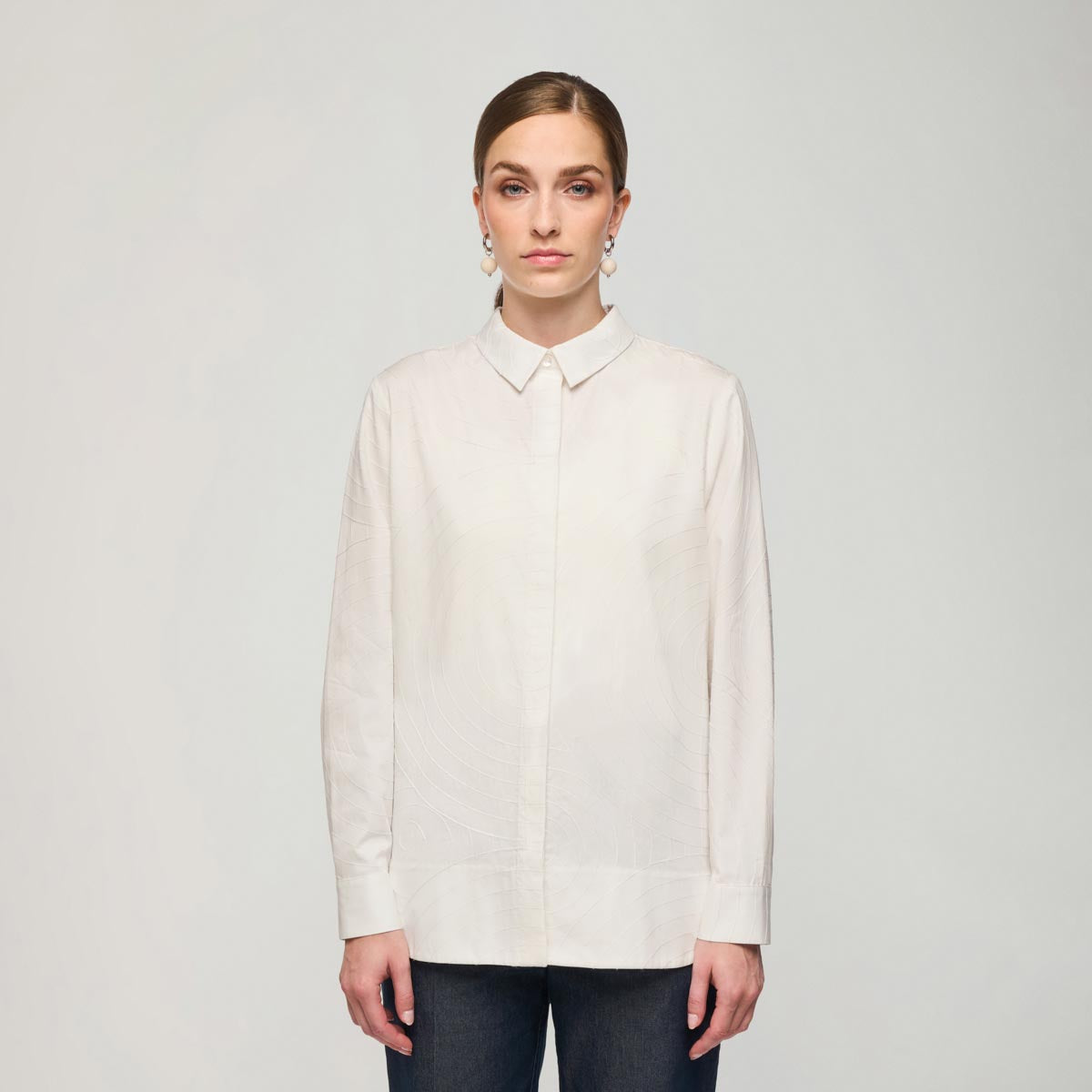 Leila blouse, Aallot, white