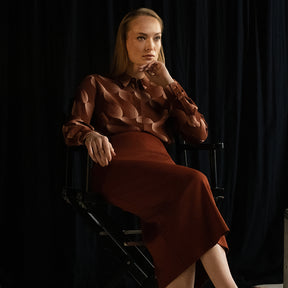 Fiia skirt, jersey, dark copper