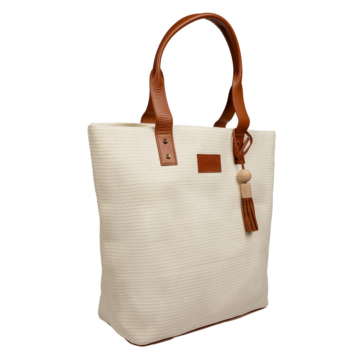 Loviisa basket bag, ecru and brown