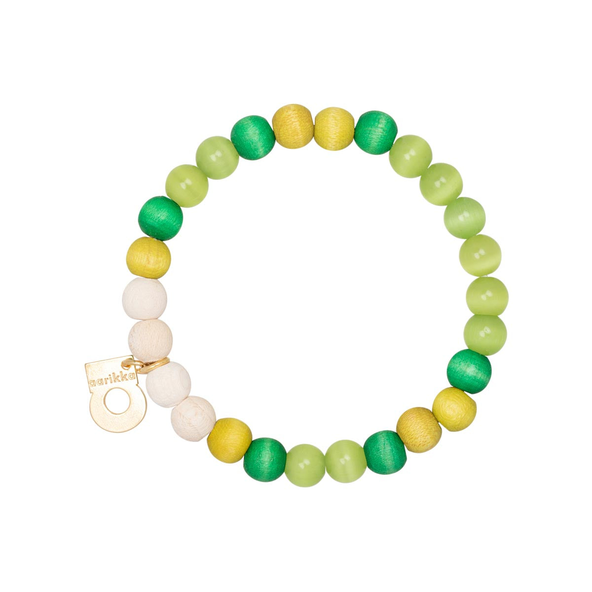 Lydia bracelet, gold and shades of green