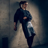Aami leather skirt, black