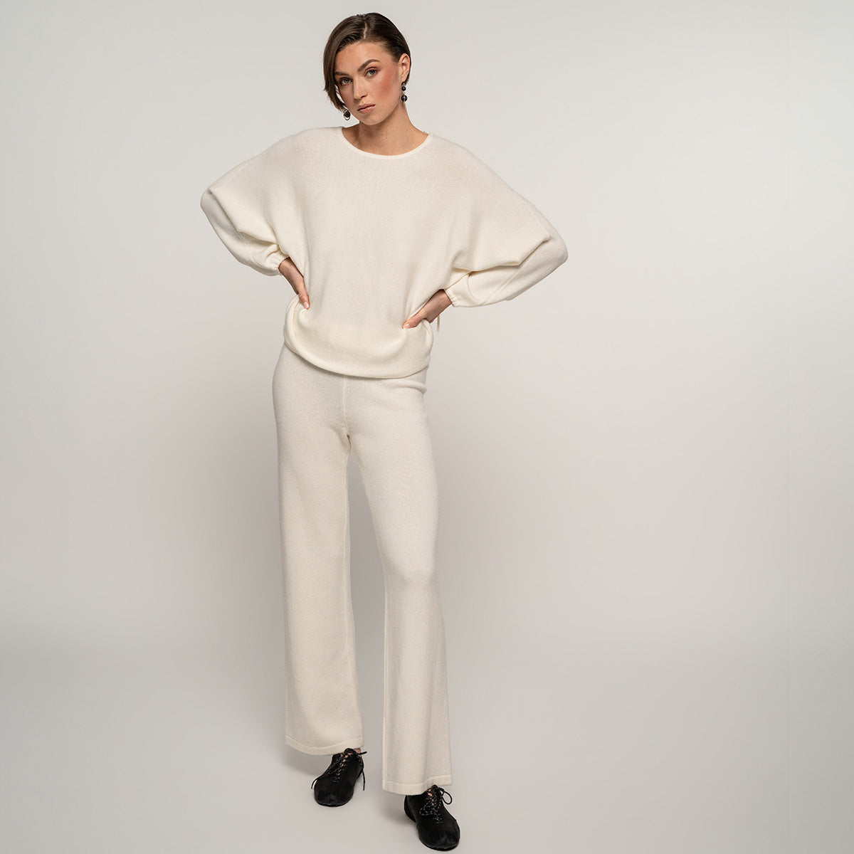 Agnes knit trousers, natural white