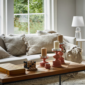 Pom pom cushion cover, beige