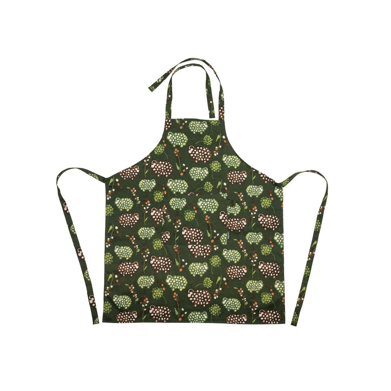 Apron, Rams in a Field, green, 75 x 88 cm