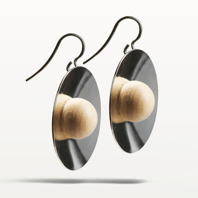 Ava earrings, hanging, varnished wood and silver