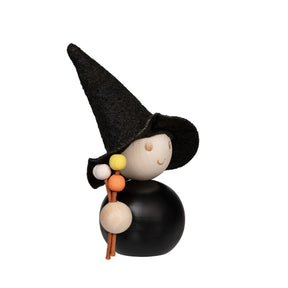 Witch Easter Willow wooden figurine, 10 cm, black